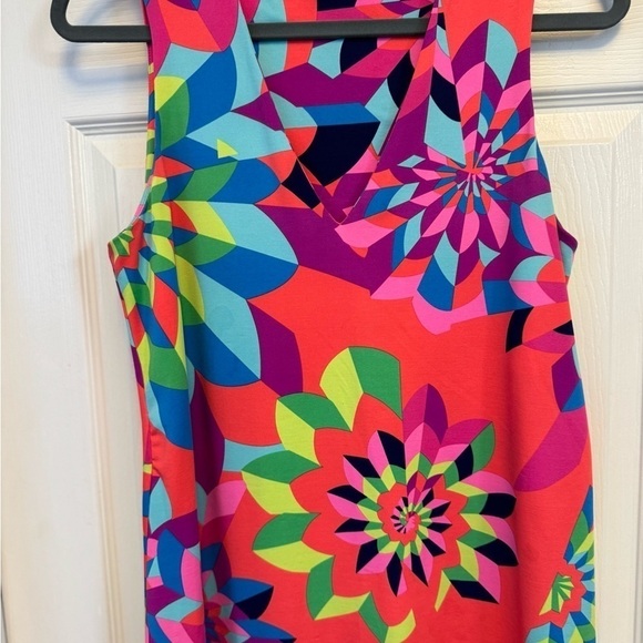 Julie Brown Livie Dress in wonderful bright colors shift style V neck size S - Picture 8 of 12